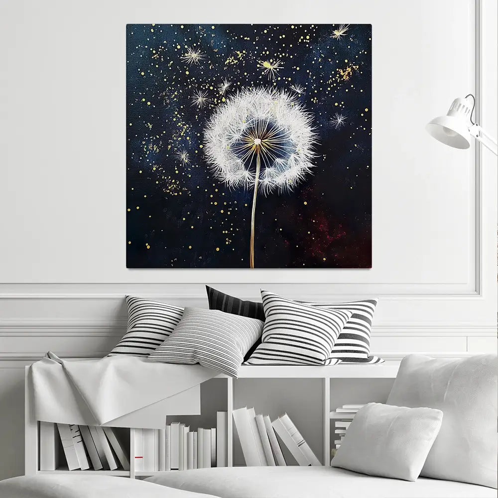 Dandelions In The Dark 3 Square Canvas Print Dandelions In The Dark 3 Square Canvas Print wall art product Violeta Allaberdieva