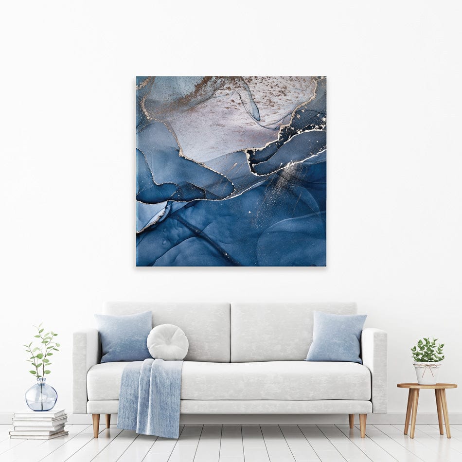 Dark Blue Marble Square Canvas Print wall art product djero.adlibeshe yahoo.com / Shutterstock