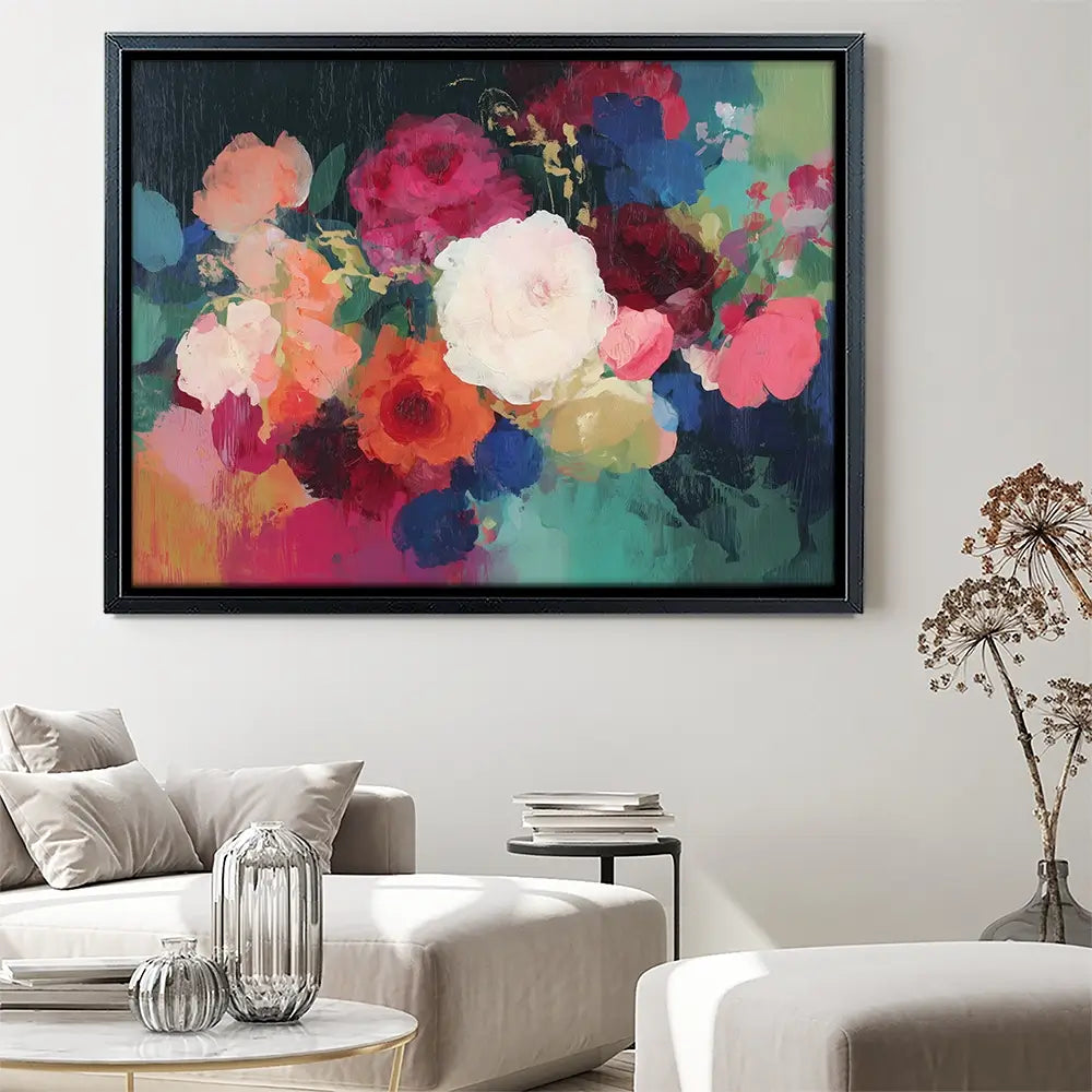 Dark Floral Still Life Canvas Print Dark Floral Still Life Canvas Print wall art product Chromatic Storm Studio