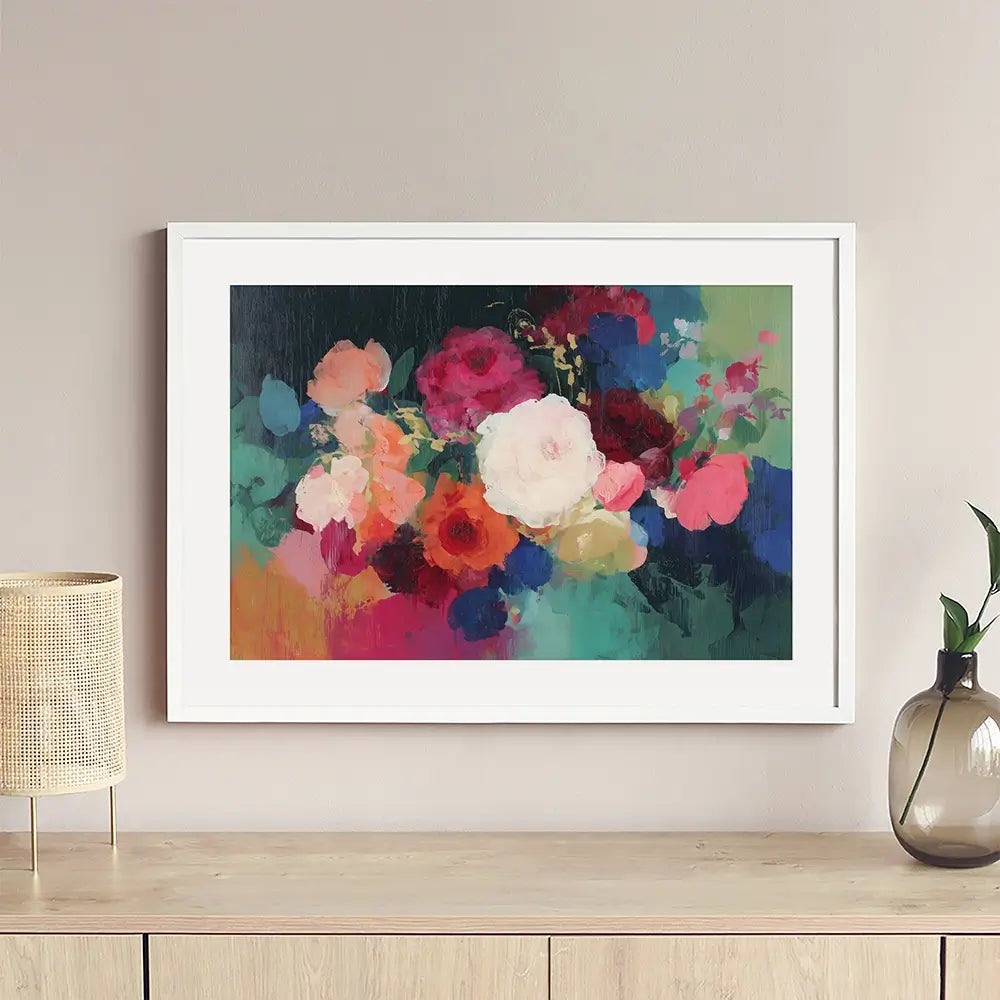 Dark Floral Still Life Framed Art Print Dark Floral Still Life Framed Art Print wall art product Chromatic Storm Studio