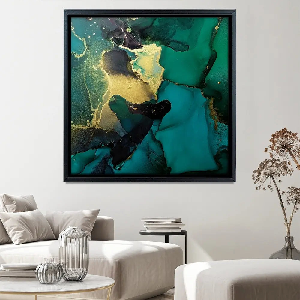 Dark Green Marble Square Canvas Print Dark Green Marble Square Canvas Print wall art product Art Print Shop