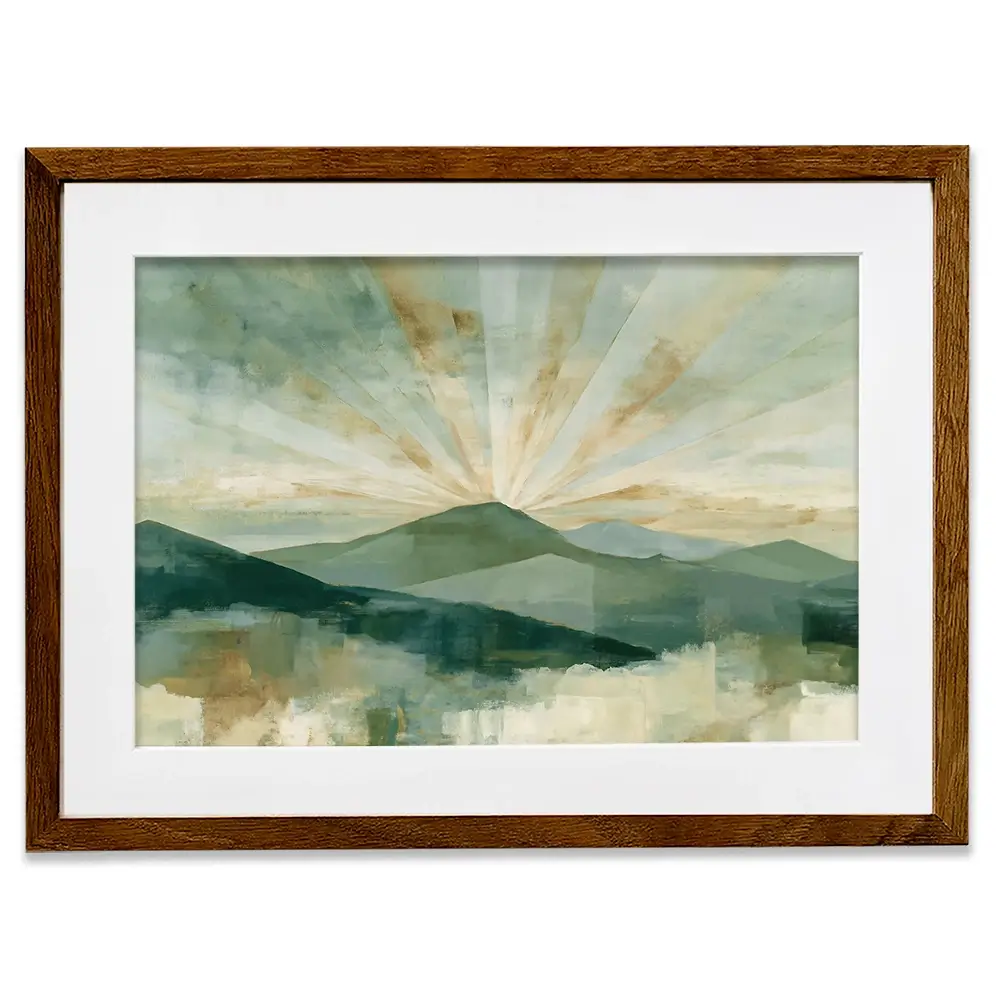 Deco Sunburst Peaks Framed Art Print Deco Sunburst Peaks Framed Art Print wall art product Chromatic Storm Studio