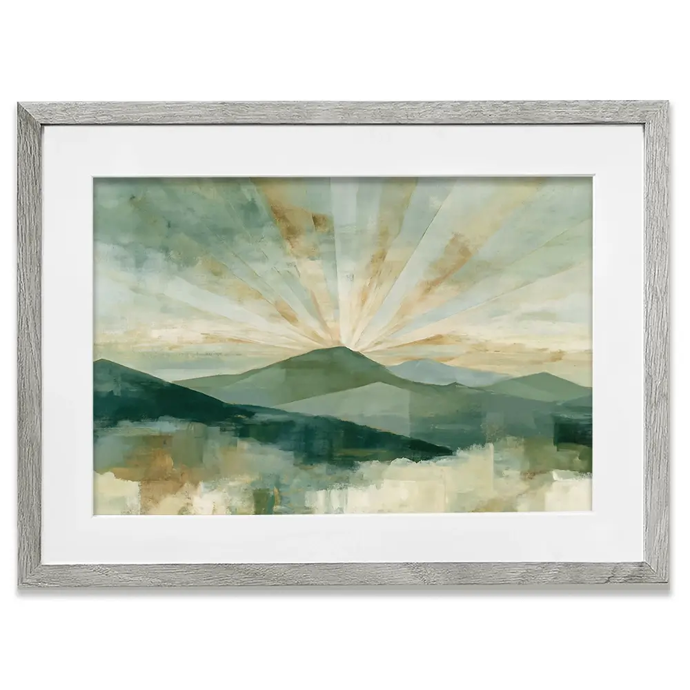 Deco Sunburst Peaks Framed Art Print Deco Sunburst Peaks Framed Art Print wall art product Chromatic Storm Studio