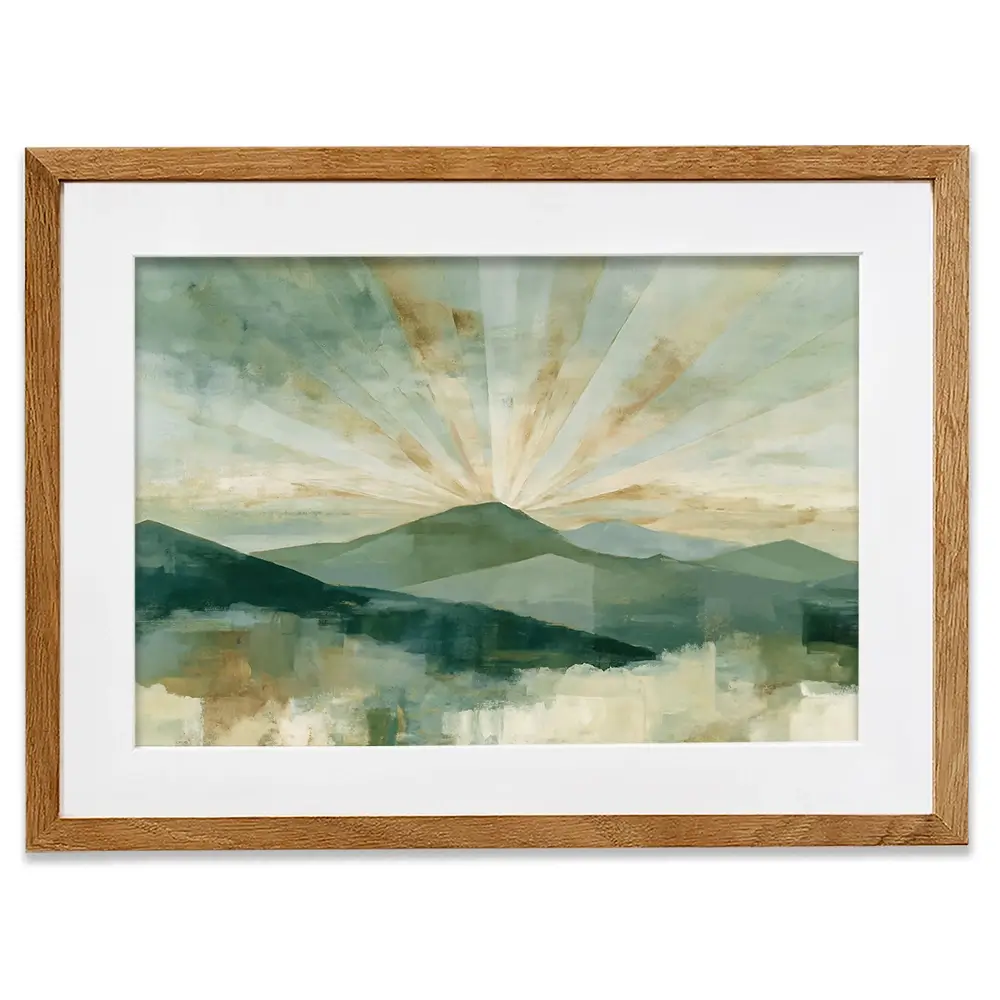 Deco Sunburst Peaks Framed Art Print Deco Sunburst Peaks Framed Art Print wall art product Chromatic Storm Studio