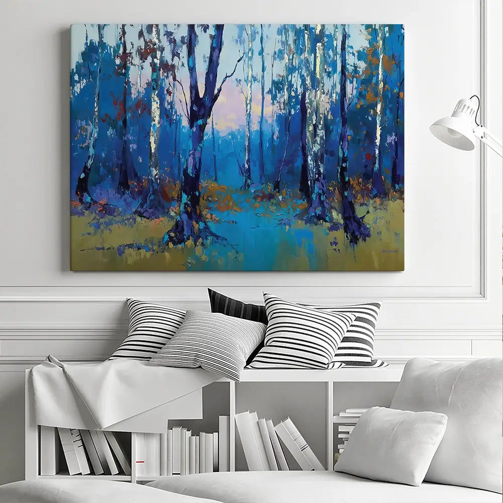 Deep Blue Forest With Misty Woodland Path Canvas Print Deep Blue Forest With Misty Woodland Path Canvas Print wall art product Leon Devenice