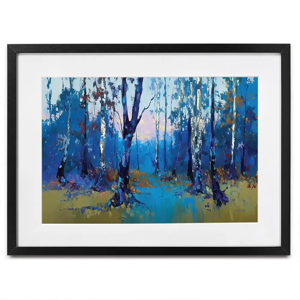 Deep Blue Forest With Misty Woodland Path Framed Art Print Deep Blue Forest With Misty Woodland Path Framed Art Print wall art product Leon Devenice