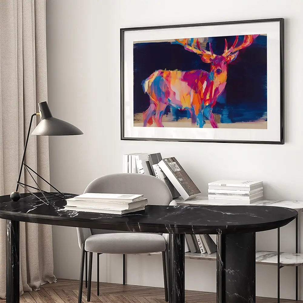 Deer At Twilight Framed Art Print Deer At Twilight Framed Art Print wall art product Chromatic Storm Studio