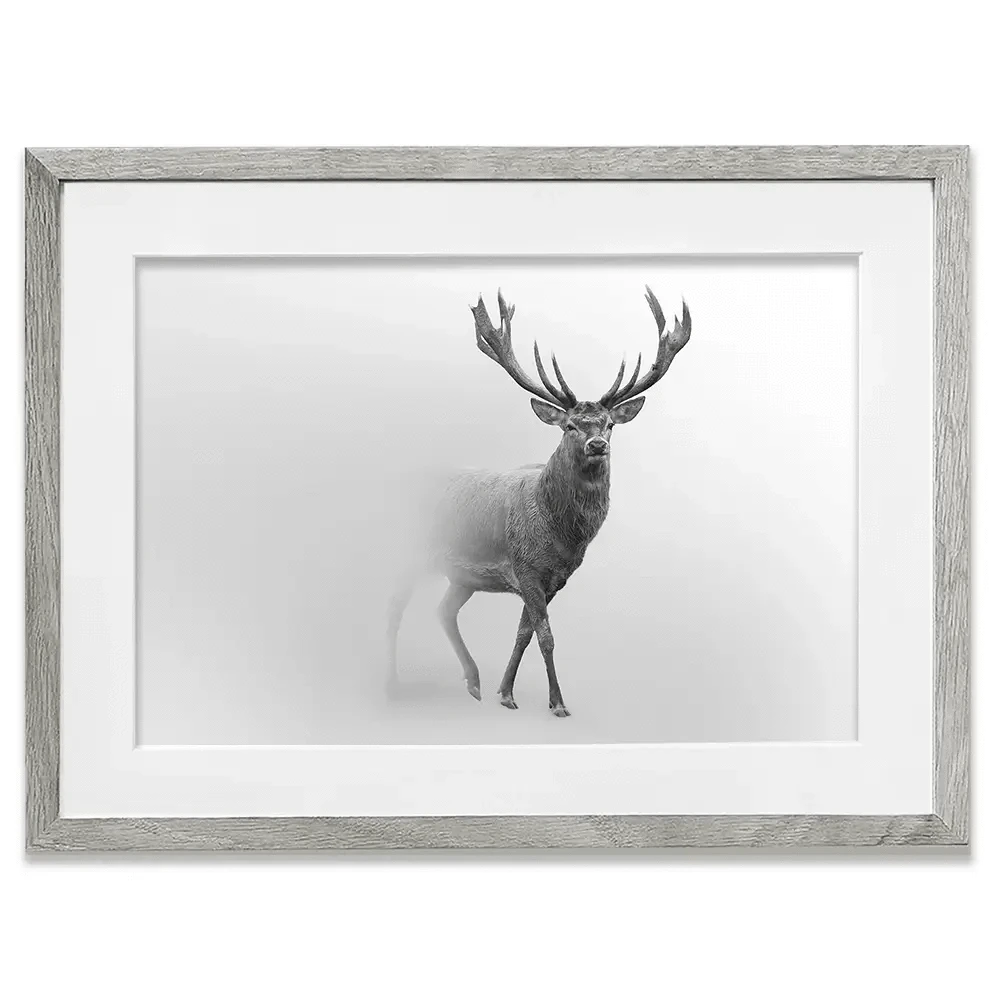 Deer In The Fog Framed Art Print Deer In The Fog Framed Art Print wall art product Effect of Darkness / Shutterstock