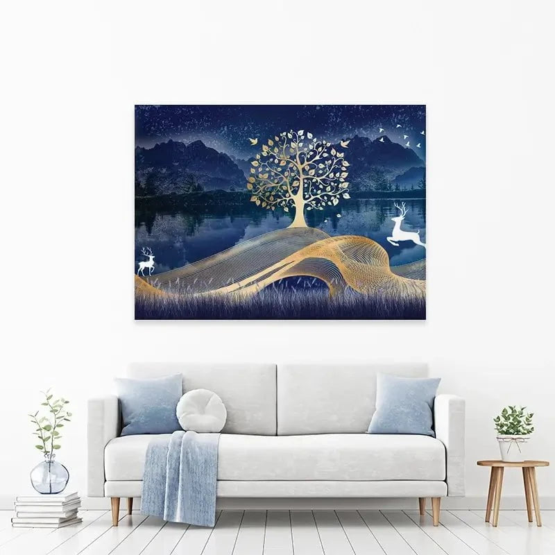 Deer In The Night Canvas Print Deer In The Night Canvas Print wall art product mosamem adv / Shutterstock