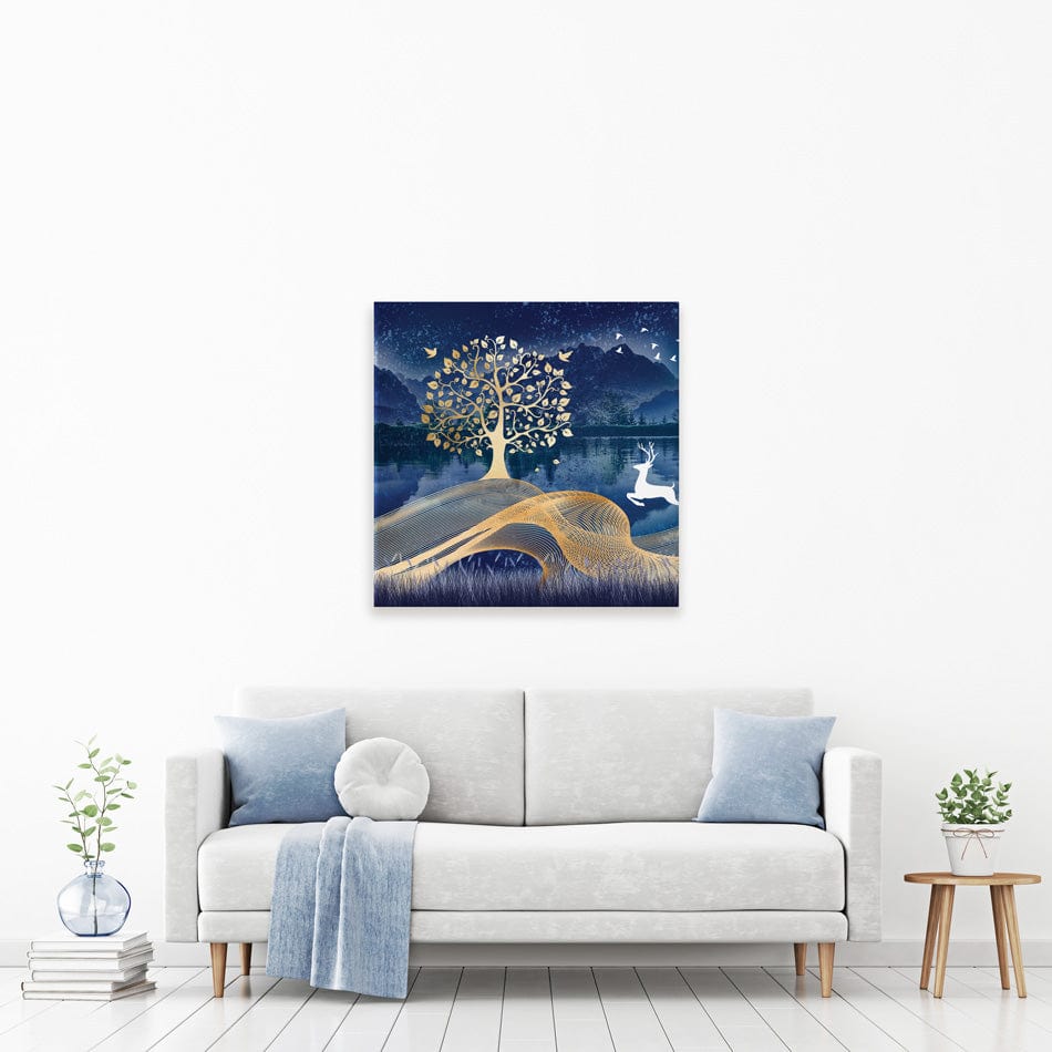 Deer In The Night Square Canvas Print wall art product mosamem adv / Shutterstock