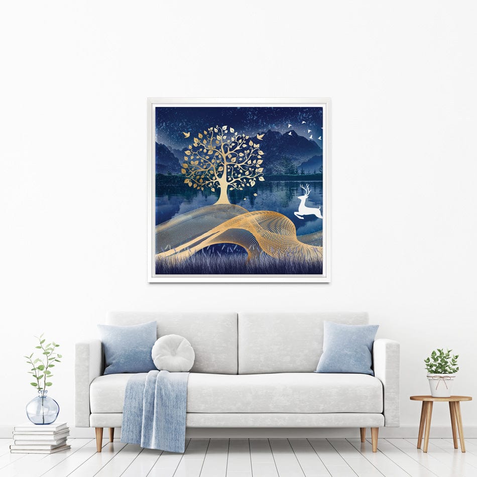 Deer In The Night Square Canvas Print wall art product mosamem adv / Shutterstock