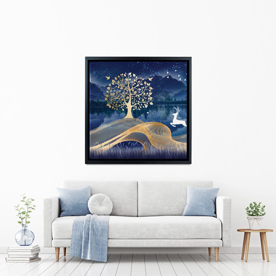 Deer In The Night Square Canvas Print wall art product mosamem adv / Shutterstock