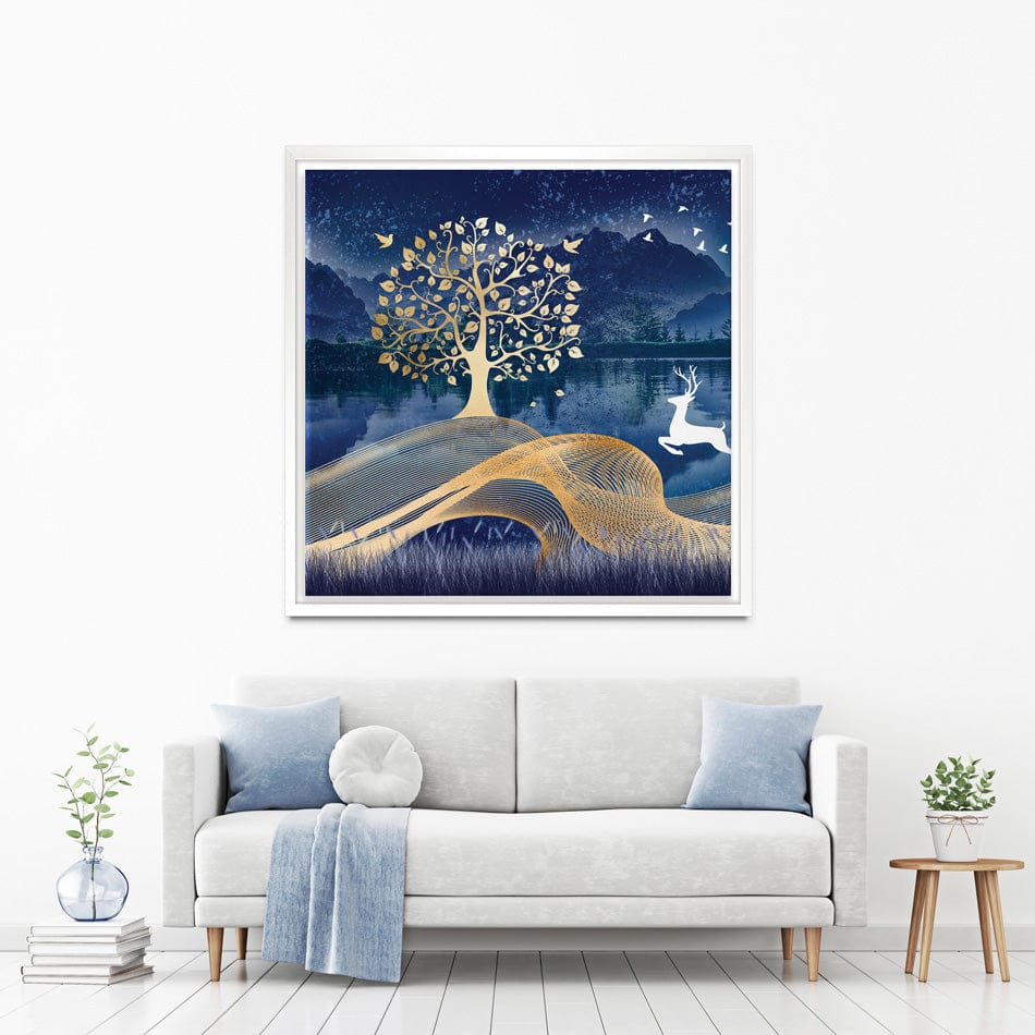 Deer In The Night Square Canvas Print wall art product mosamem adv / Shutterstock