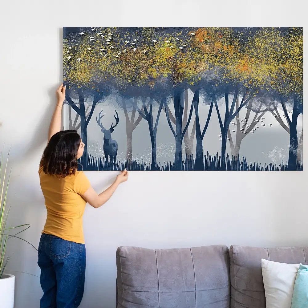 Deer In The Woods Oversized Canvas Print Deer In The Woods Oversized Canvas Print wall art product Art Print Shop