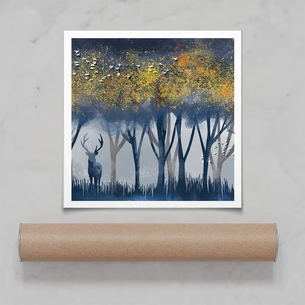 Deer In The Woods Square Art Print Deer In The Woods Square Art Print wall art product Independent