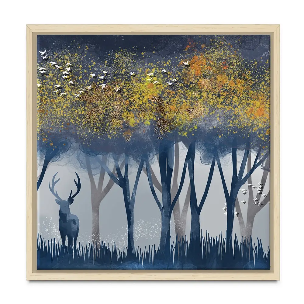 Deer In The Woods Square Canvas Print Deer In The Woods Square Canvas Print wall art product Independent