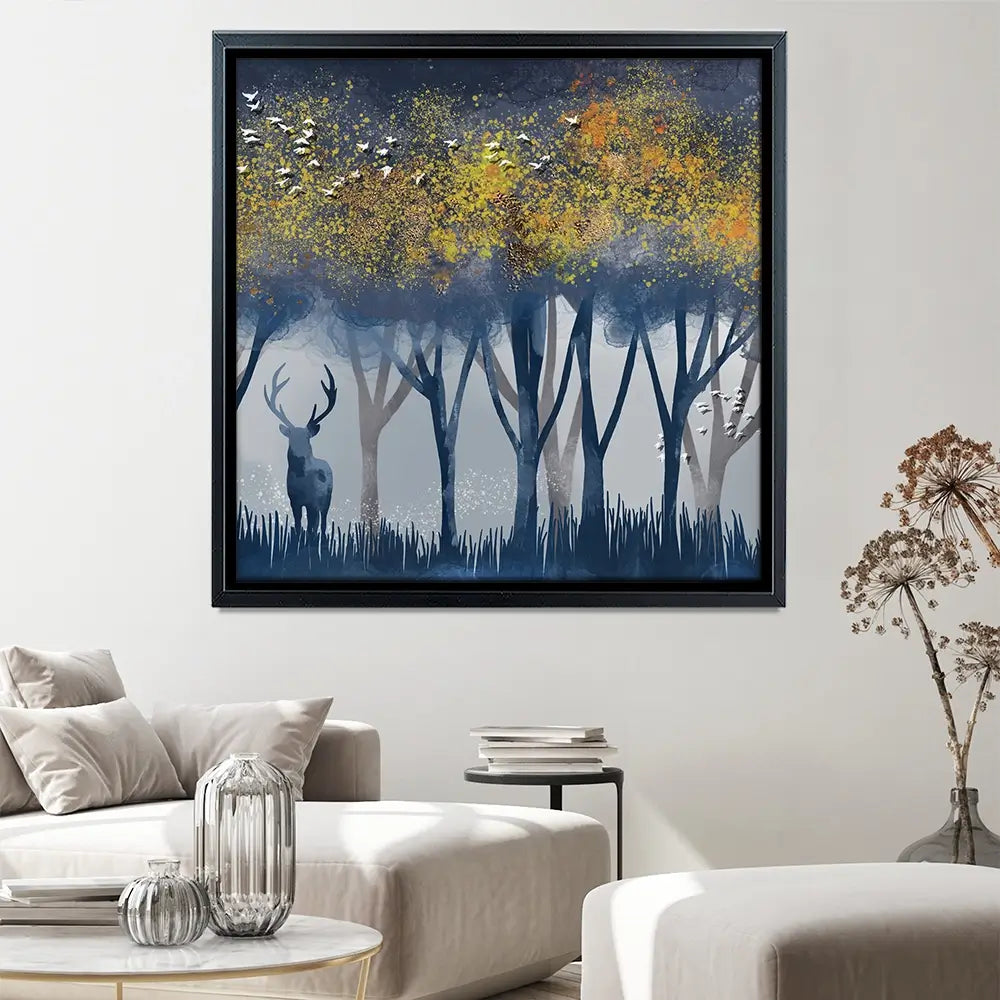 Deer In The Woods Square Canvas Print Deer In The Woods Square Canvas Print wall art product Independent
