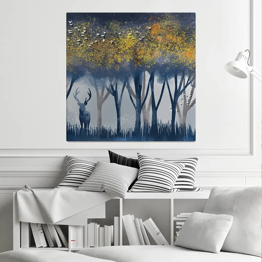 Deer In The Woods Square Canvas Print Deer In The Woods Square Canvas Print wall art product Independent
