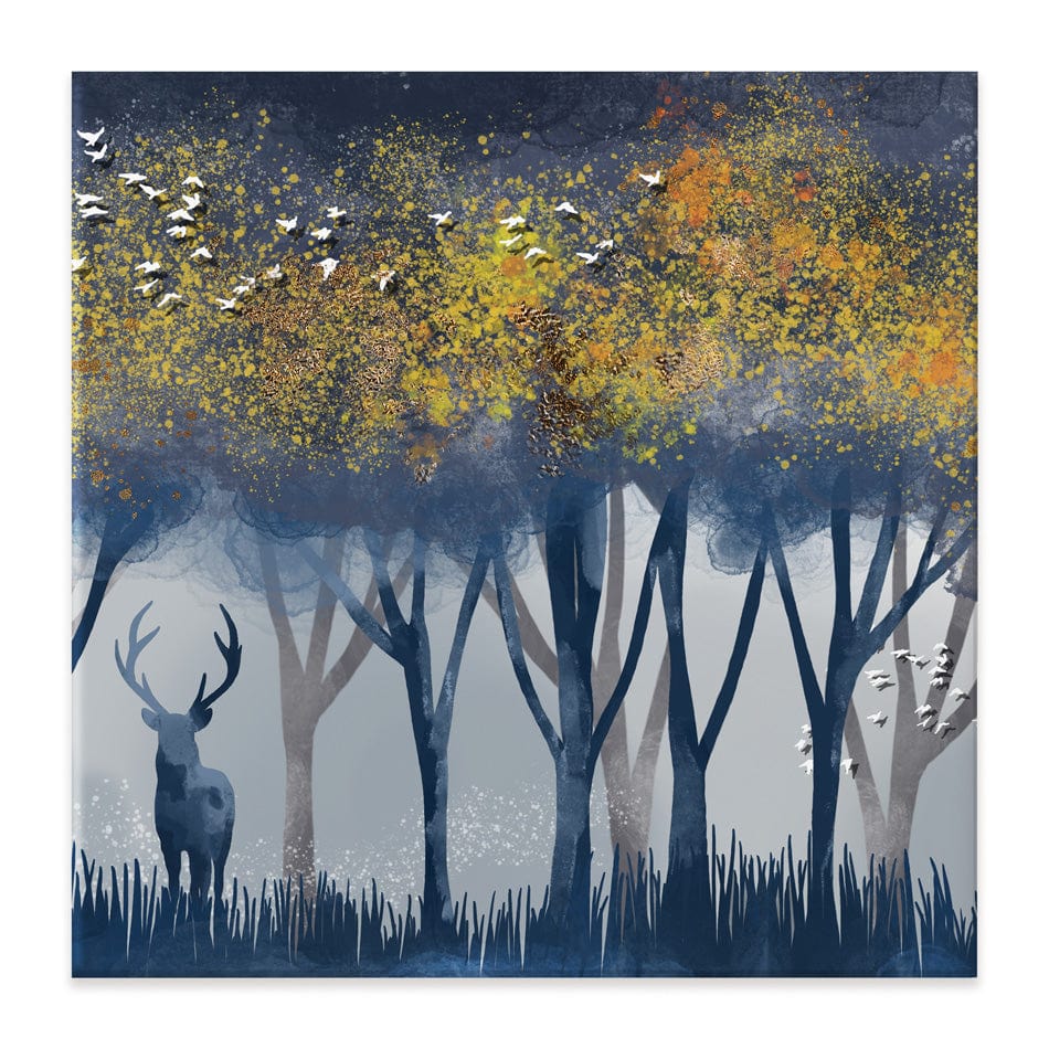 Deer In The Woods Square Canvas Print wall art product Independent