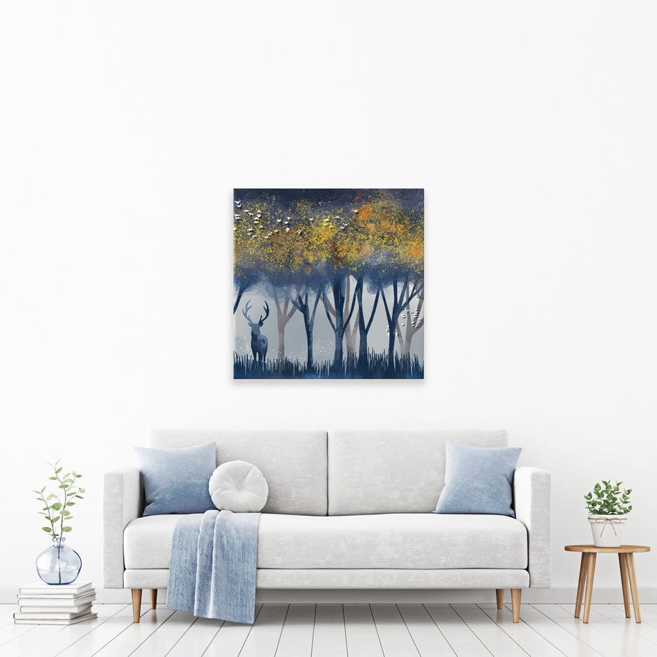 Deer In The Woods Square Canvas Print wall art product Independent