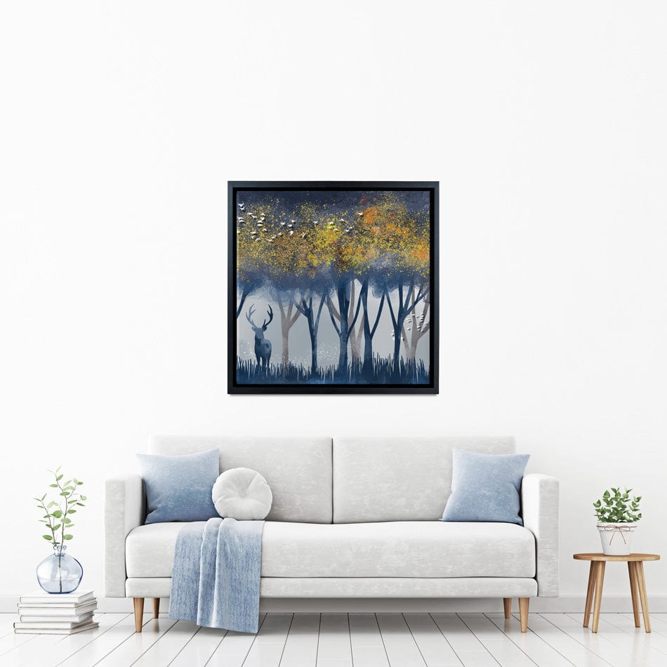 Deer In The Woods Square Canvas Print wall art product Independent