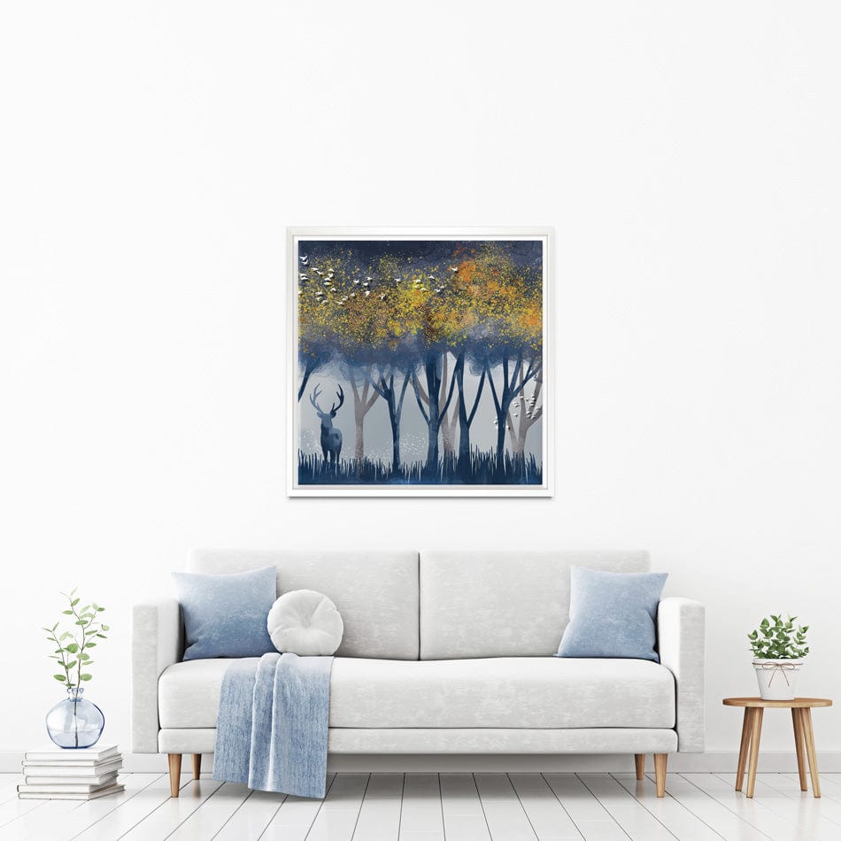 Deer In The Woods Square Canvas Print wall art product Independent