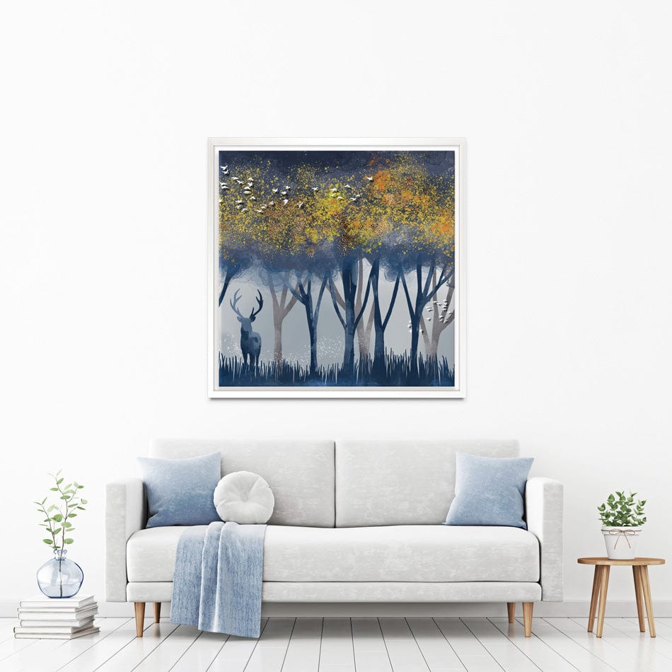Deer In The Woods Square Canvas Print wall art product Independent