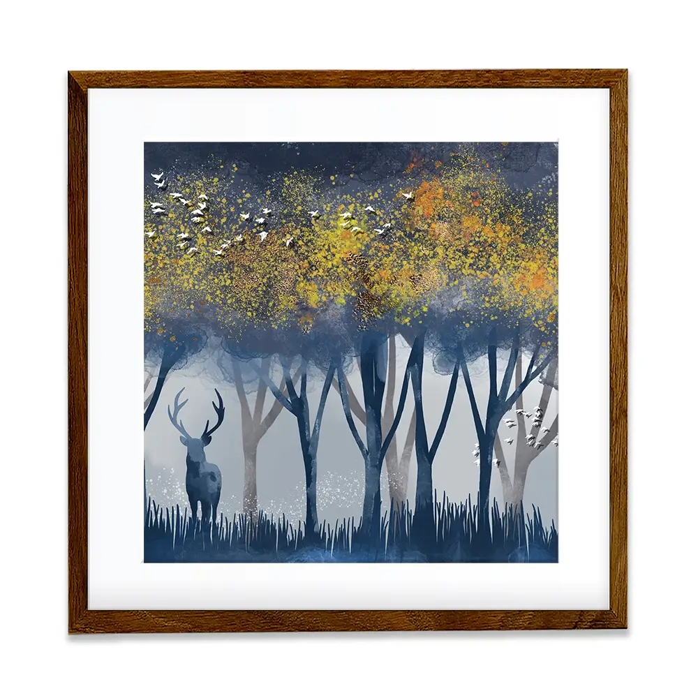 Deer In The Woods Square Framed Art Print Deer In The Woods Square Framed Art Print wall art product Independent