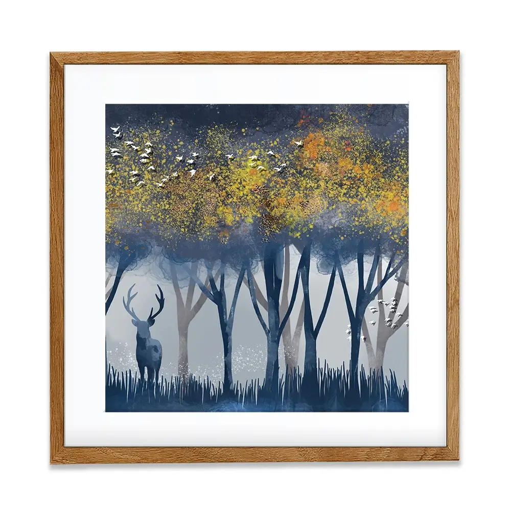 Deer In The Woods Square Framed Art Print Deer In The Woods Square Framed Art Print wall art product Independent