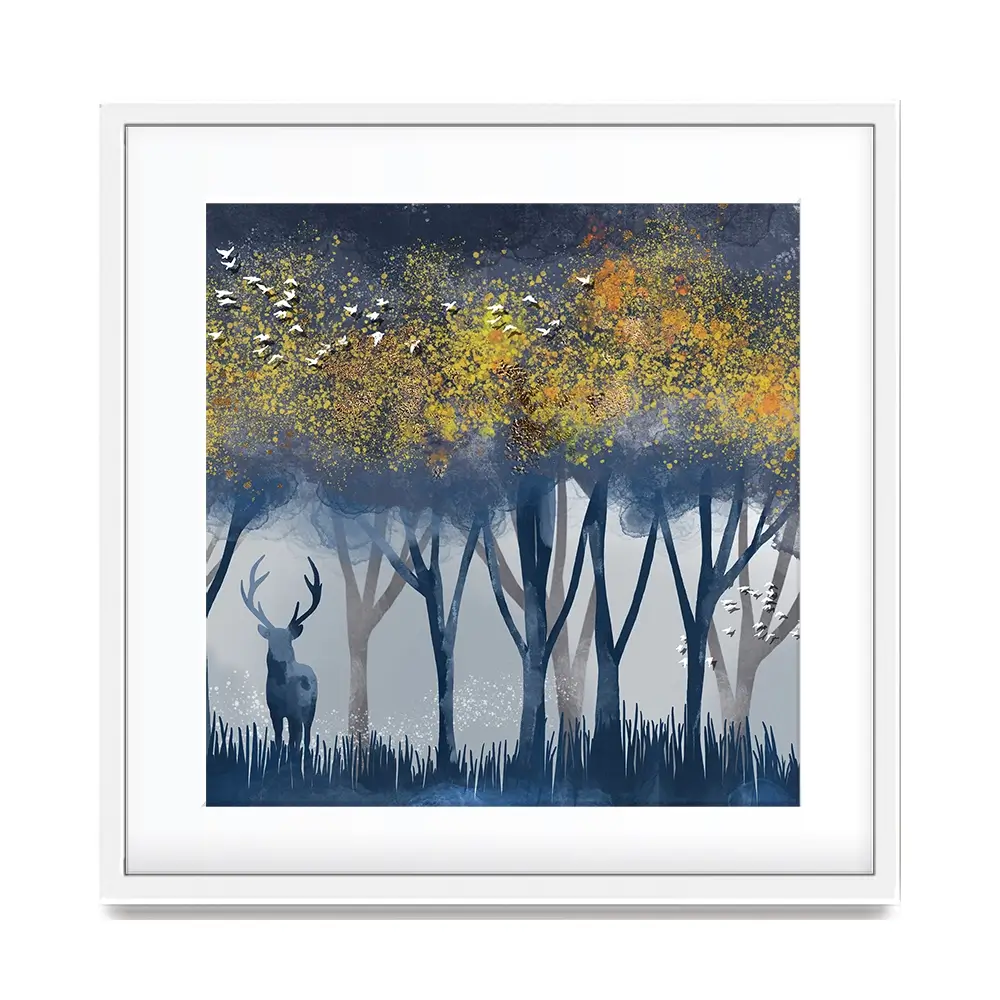 Deer In The Woods Square Framed Art Print Deer In The Woods Square Framed Art Print wall art product Independent