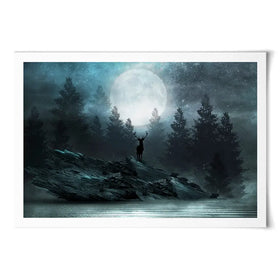 Deer Under The Moon Art Print Deer Under The Moon Art Print wall art product Mia Stendal / Shutterstock