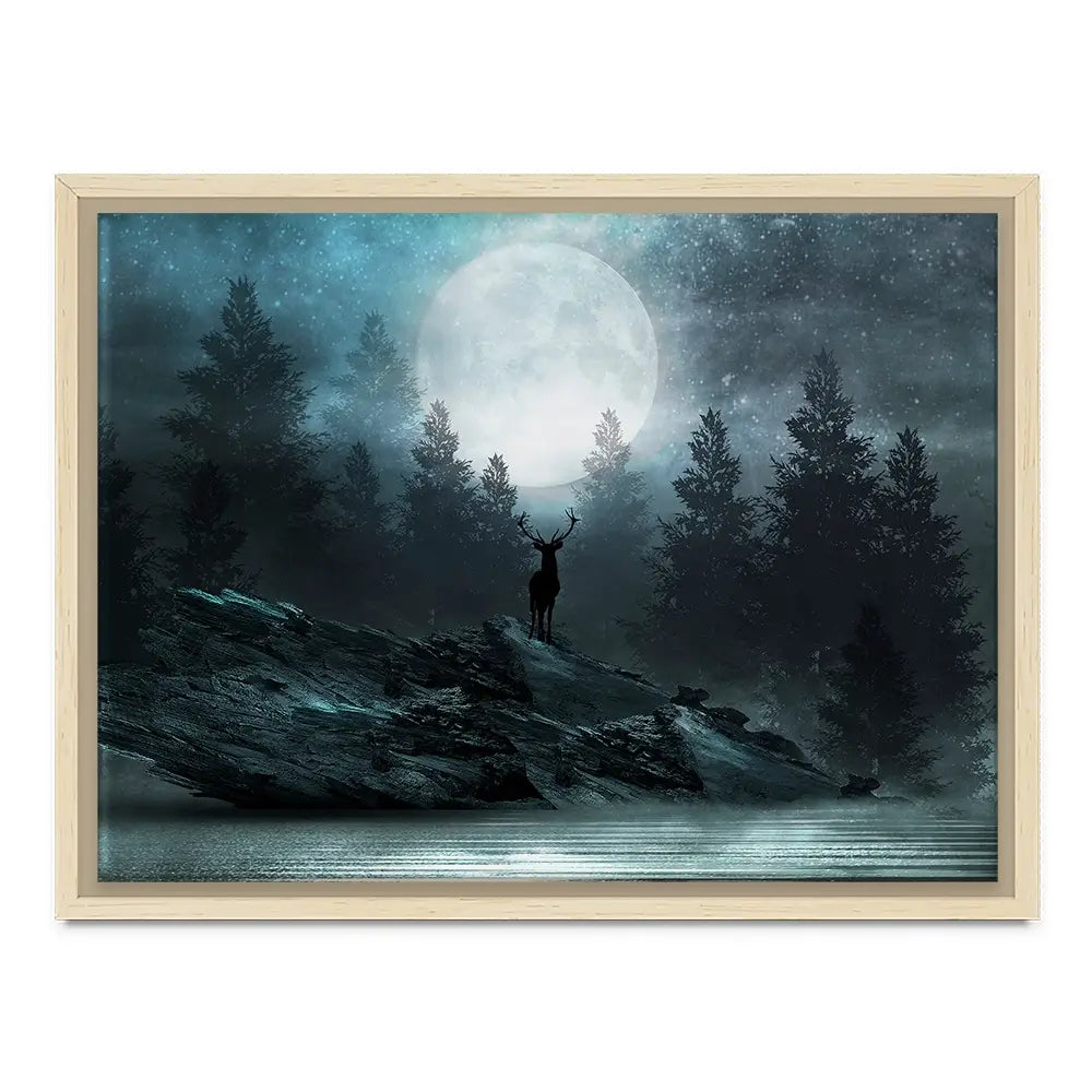 Deer Under The Moon Canvas Print Deer Under The Moon Canvas Print wall art product Mia Stendal / Shutterstock