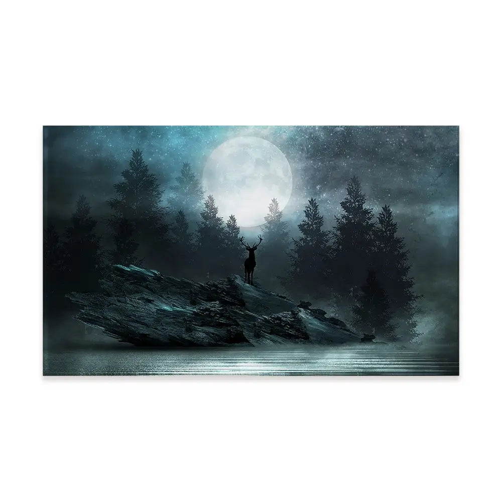Deer Under The Moon Canvas Print Deer Under The Moon Canvas Print wall art product Mia Stendal / Shutterstock