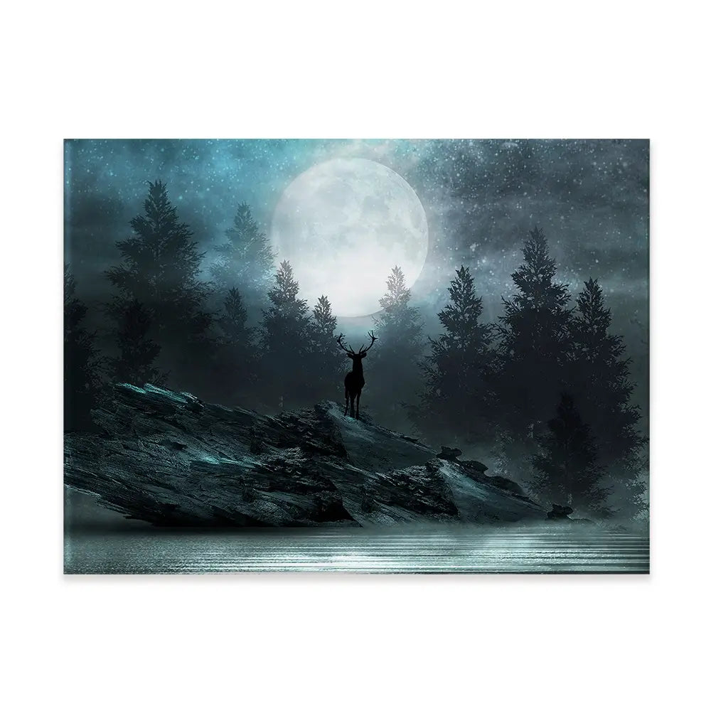 Deer Under The Moon Canvas Print Deer Under The Moon Canvas Print wall art product Mia Stendal / Shutterstock