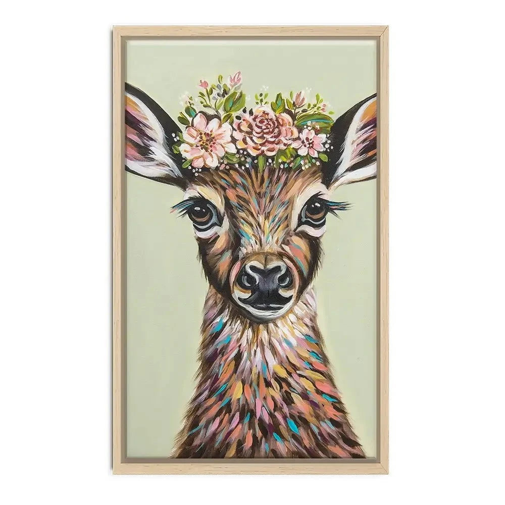 Deer With Flowers Canvas Print Deer With Flowers Canvas Print wall art product Carolee Vitaletti