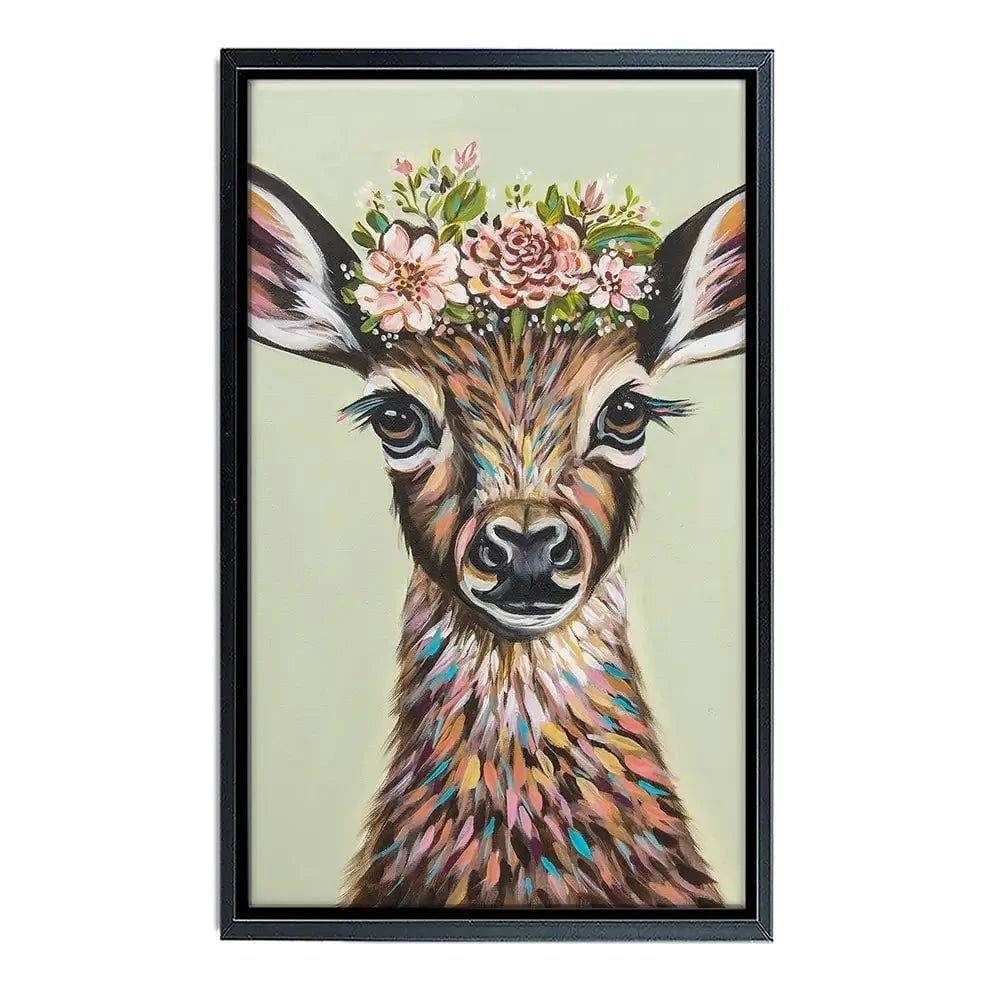 Deer With Flowers Canvas Print Deer With Flowers Canvas Print wall art product Carolee Vitaletti