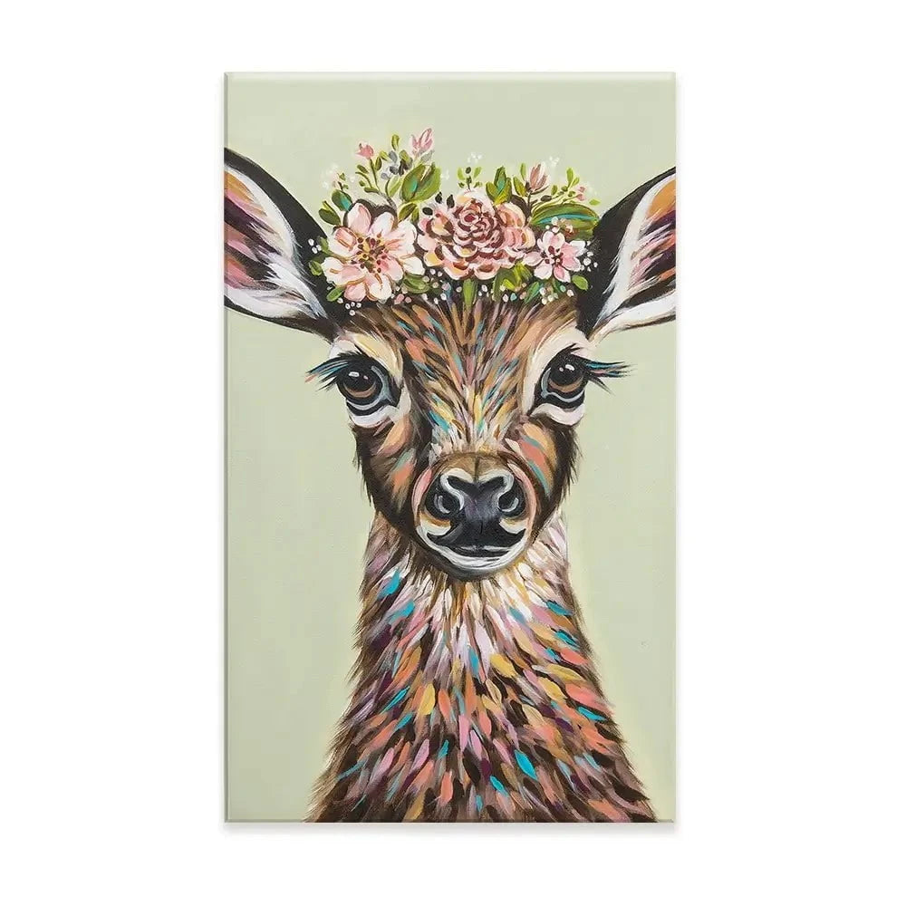 Deer With Flowers Canvas Print Deer With Flowers Canvas Print wall art product Carolee Vitaletti