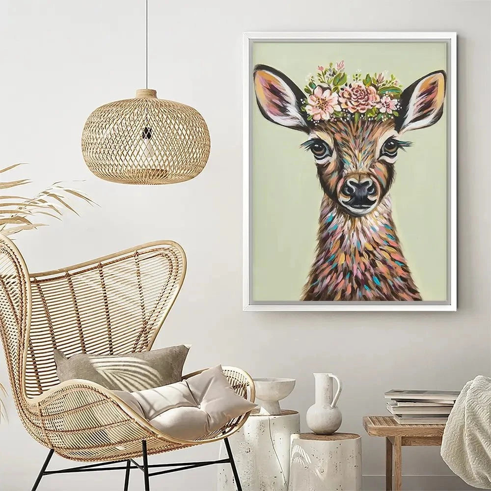 Deer With Flowers Canvas Print Deer With Flowers Canvas Print wall art product Carolee Vitaletti