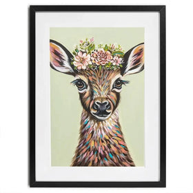 Deer With Flowers Framed Art Print Deer With Flowers Framed Art Print wall art product Carolee Vitaletti