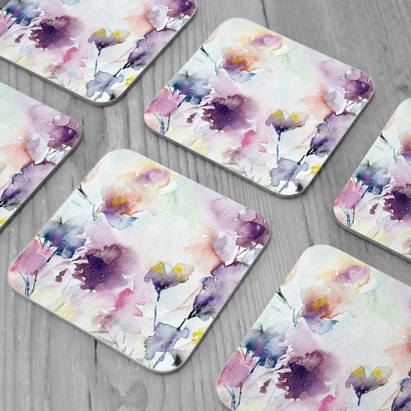 Delicate Floral Watercolour Coaster Set Rainbow Soul Tree Coaster Set | Rainbow Soul Tree Art Coasters wall art product Oaurea / Shutterstock