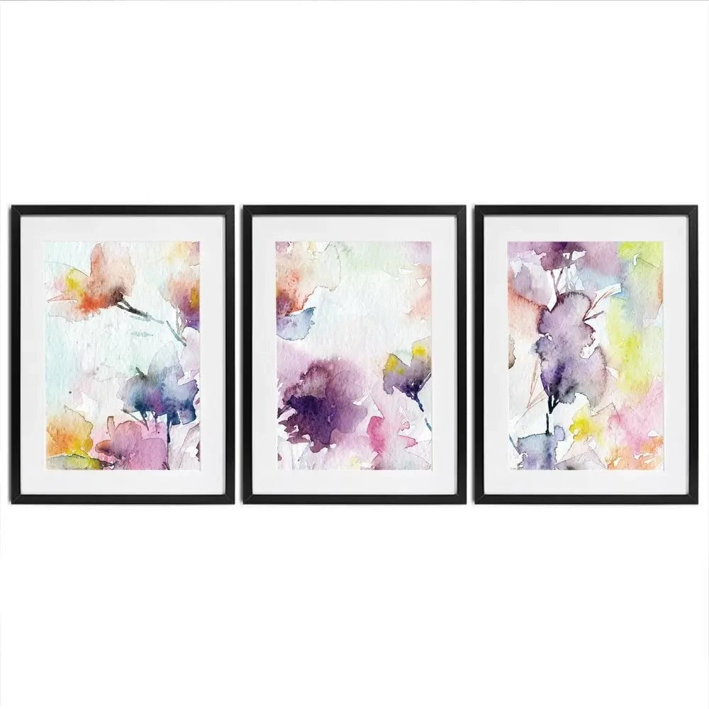 Delicate Floral Watercolour Framed Art Print Trio Delicate Floral Watercolour Framed Art Print Trio wall art product Oaurea / Shutterstock