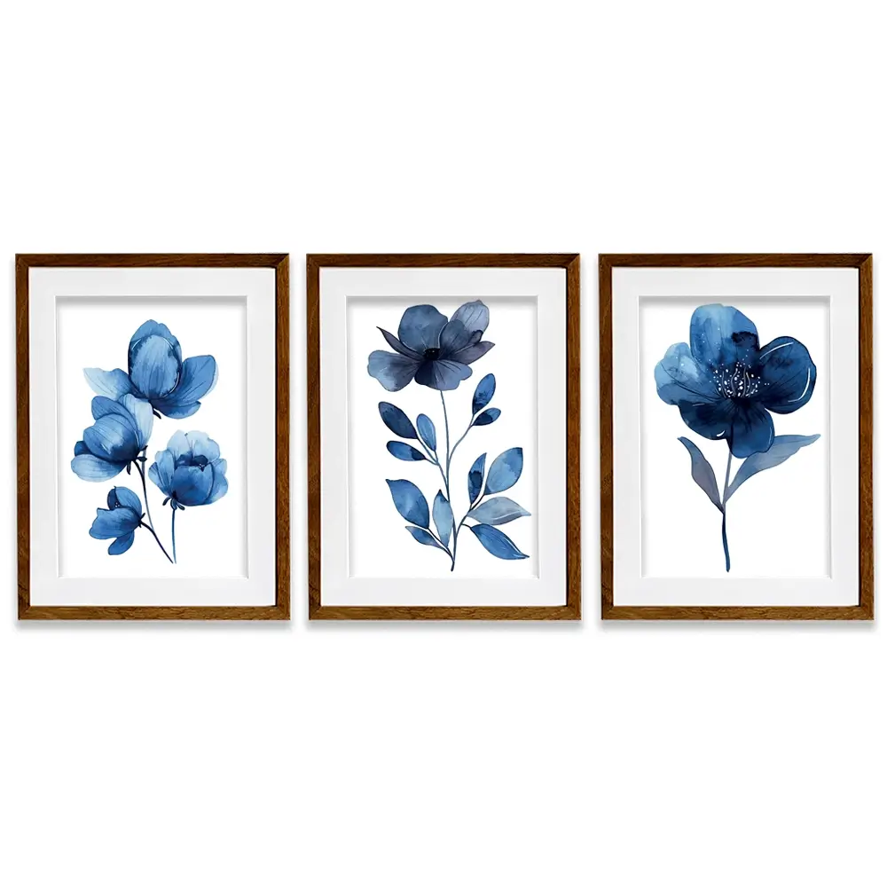 Delicate In Blue Framed Art Print Trio Delicate In Blue Framed Art Print Trio wall art product Art Print Shop
