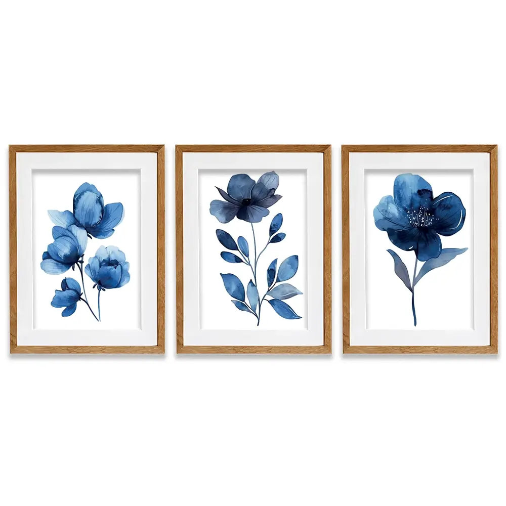 Delicate In Blue Framed Art Print Trio Delicate In Blue Framed Art Print Trio wall art product Art Print Shop