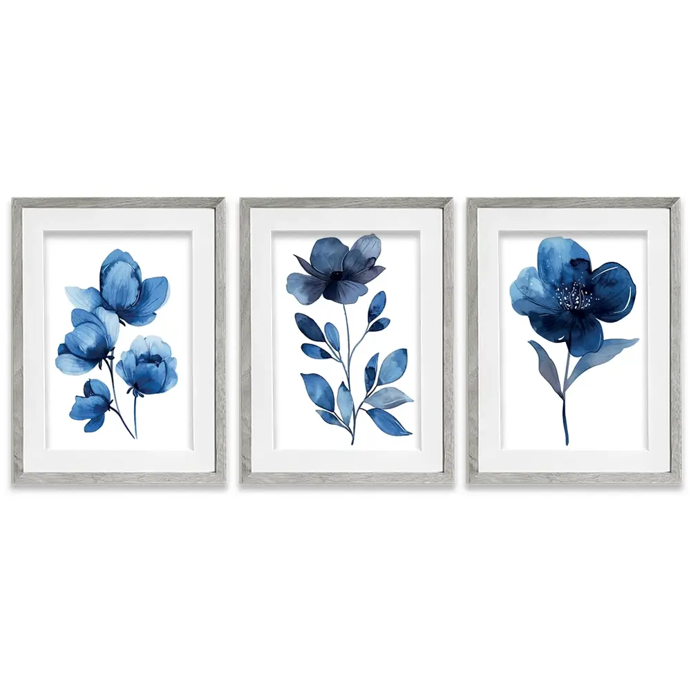 Delicate In Blue Framed Art Print Trio Delicate In Blue Framed Art Print Trio wall art product Art Print Shop