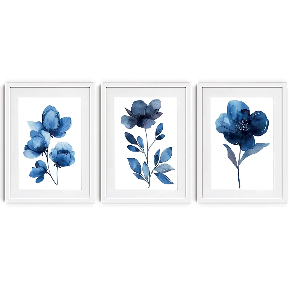 Delicate In Blue Framed Art Print Trio Delicate In Blue Framed Art Print Trio wall art product Art Print Shop