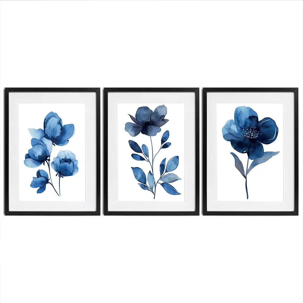 Delicate In Blue Framed Art Print Trio Delicate In Blue Framed Art Print Trio wall art product Art Print Shop