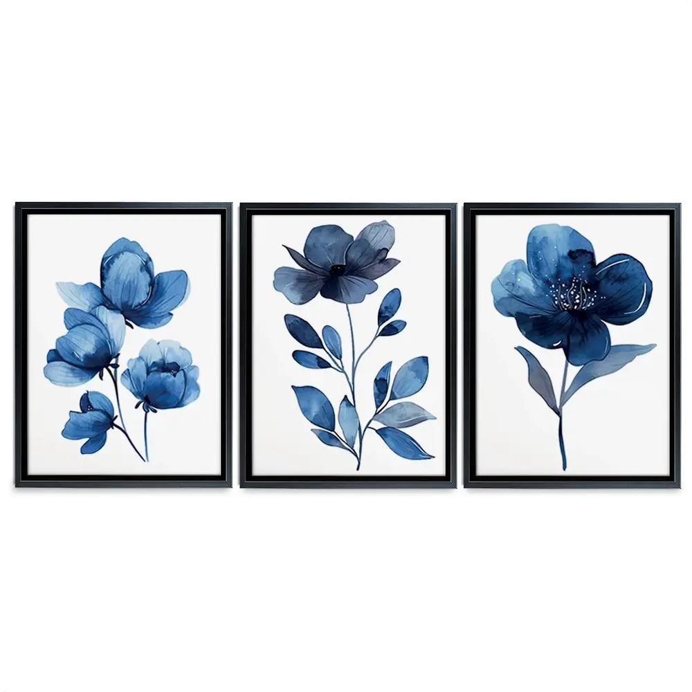 Delicate In Blue Trio Canvas Print Delicate In Blue Trio Canvas Print wall art product Art Print Shop