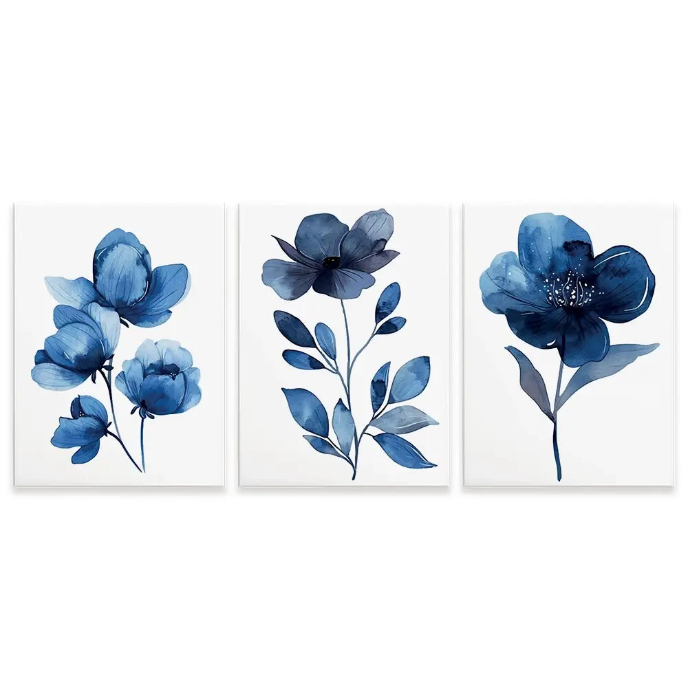 Delicate In Blue Trio Canvas Print Delicate In Blue Trio Canvas Print wall art product Art Print Shop