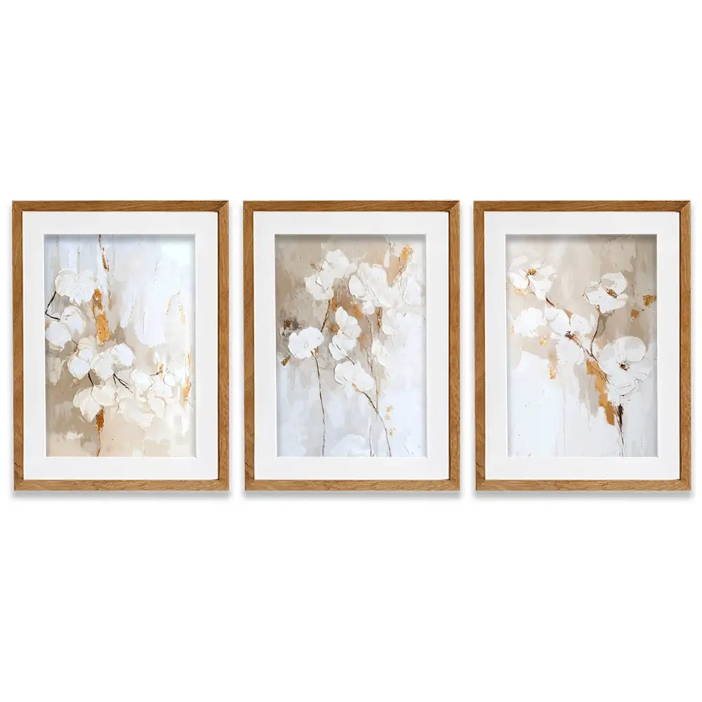 Delicate Whites Framed Art Print Trio Delicate Whites Framed Art Print Trio wall art product IAmHomeStudio