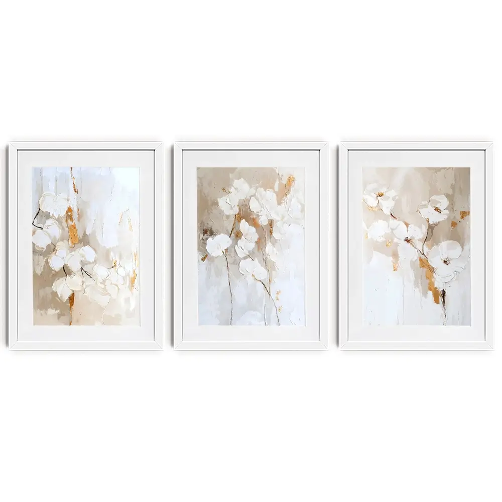 Delicate Whites Framed Art Print Trio Delicate Whites Framed Art Print Trio wall art product IAmHomeStudio